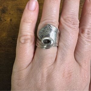 Silver Plated Spoon Ring Floral size 6-6.25 Handcrafted